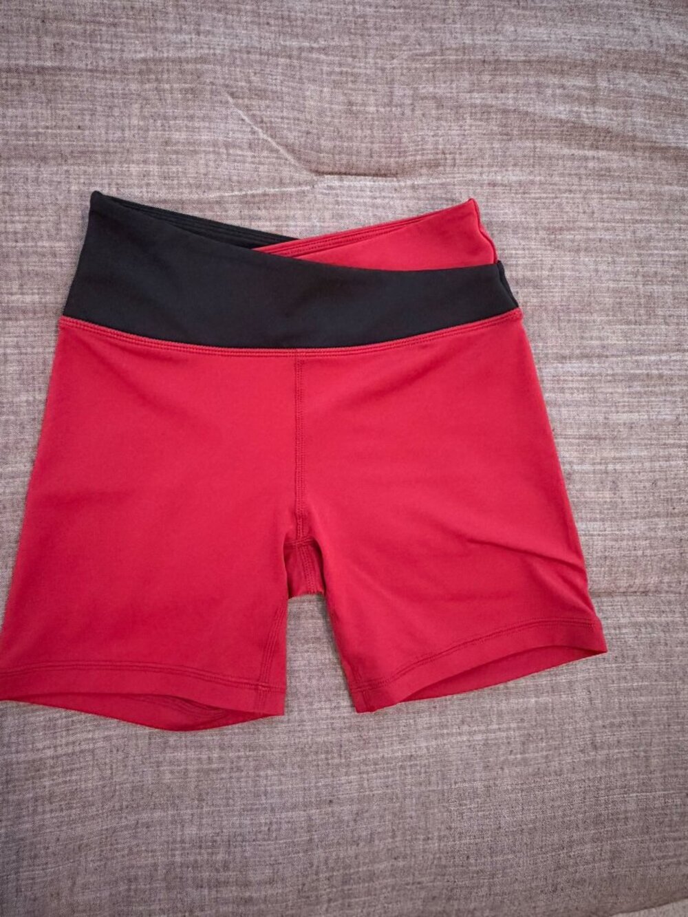 Capezio Girls' Dance Shorts - Red with black waist - Size Medium